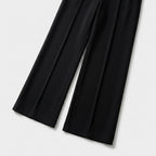 Damen High Waist Stoffhose mit weitem Bein — Schwarz