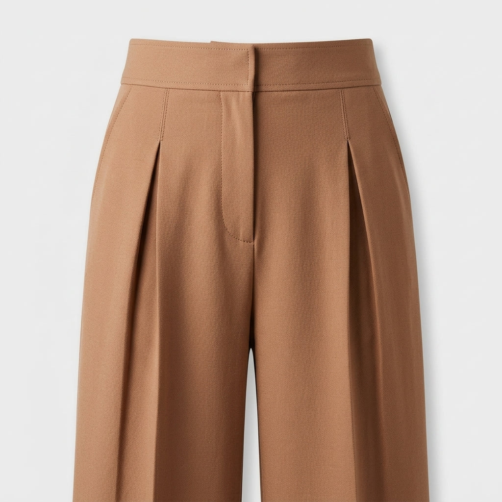 Damen High Waist Stoffhose mit weitem Bein — Orange