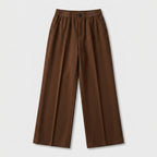 Damen High Waist Stoffhose mit weitem Bein — Braun