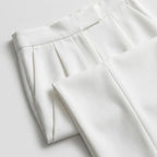 Damen High Waist Stoffhose mit weitem Bein — Weiß