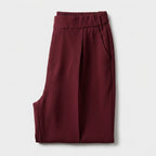 Damen High Waist Stoffhose mit weitem Bein — Dunkelrot