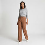 Damen High Waist Stoffhose mit weitem Bein — Orange