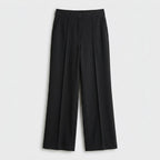 Damen High Waist Stoffhose mit weitem Bein — Schwarz