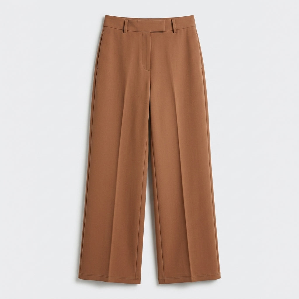 Damen High Waist Stoffhose mit weitem Bein — Orange