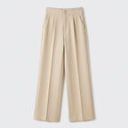 Damen High Waist Stoffhose mit weitem Bein — Beige