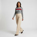 Damen High Waist Stoffhose mit weitem Bein — Beige