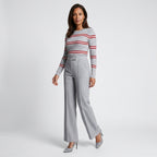 Damen High Waist Stoffhose mit weitem Bein — Grau