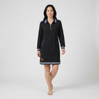 Damen Polokleid aus Baumwolle mit Reißverschluss — Schwarz