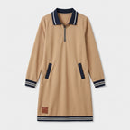Damen Polokleid aus Baumwolle mit Reißverschluss — Beige