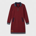 Damen Polokleid aus Baumwolle mit Reißverschluss — Rot