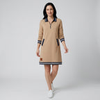 Damen Polokleid aus Baumwolle mit Reißverschluss — Beige