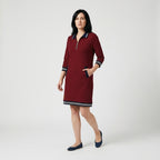 Damen Polokleid aus Baumwolle mit Reißverschluss — Rot