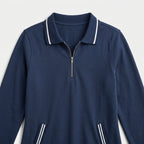 Damen Polokleid aus Baumwolle mit Reißverschluss — Marineblau