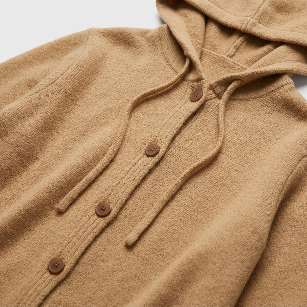 Damen Strickjacke mit Kapuze – Relaxed Fit — Khaki