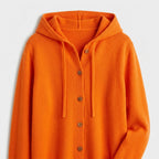 Damen Strickjacke mit Kapuze – Relaxed Fit — Orange