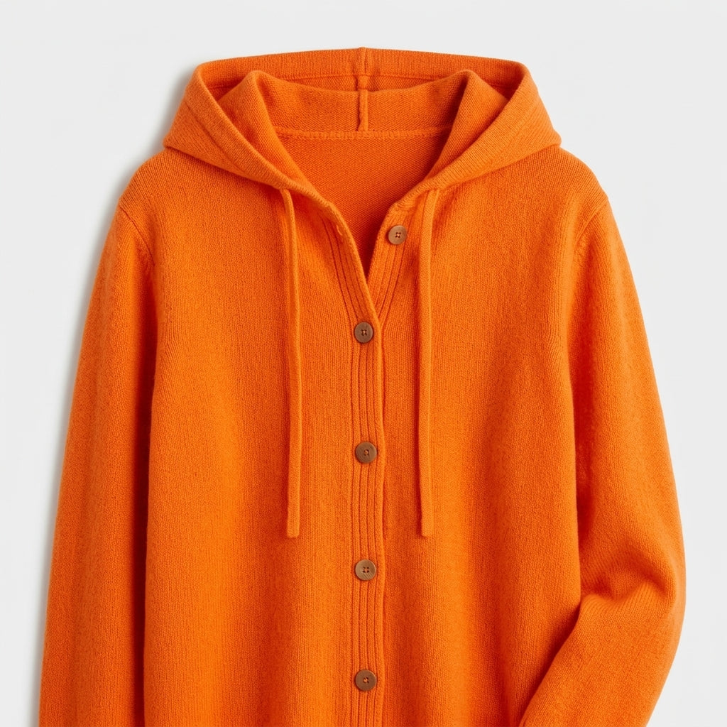 Damen Strickjacke mit Kapuze – Relaxed Fit — Orange