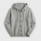 Damen Strickjacke mit Kapuze – Relaxed Fit — Grau