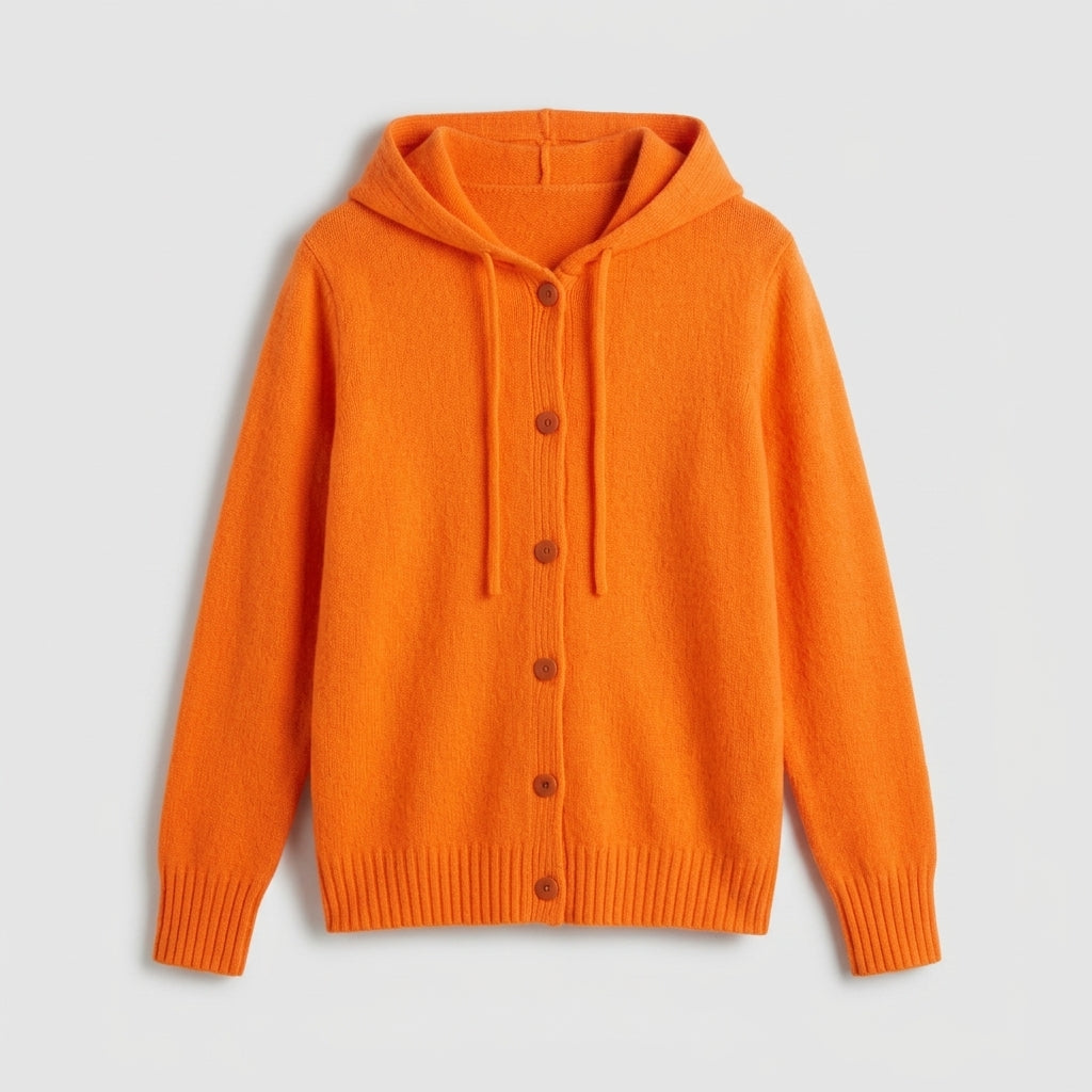 Damen Strickjacke mit Kapuze – Relaxed Fit — Orange