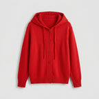 Damen Strickjacke mit Kapuze – Relaxed Fit — Rot