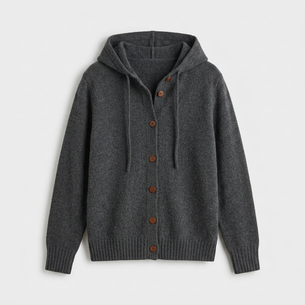 Damen Strickjacke mit Kapuze – Relaxed Fit — Schwarz