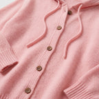 Damen Strickjacke mit Kapuze – Relaxed Fit — Rosa
