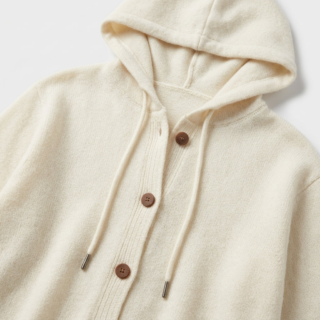 Damen Strickjacke mit Kapuze – Relaxed Fit — Weiß