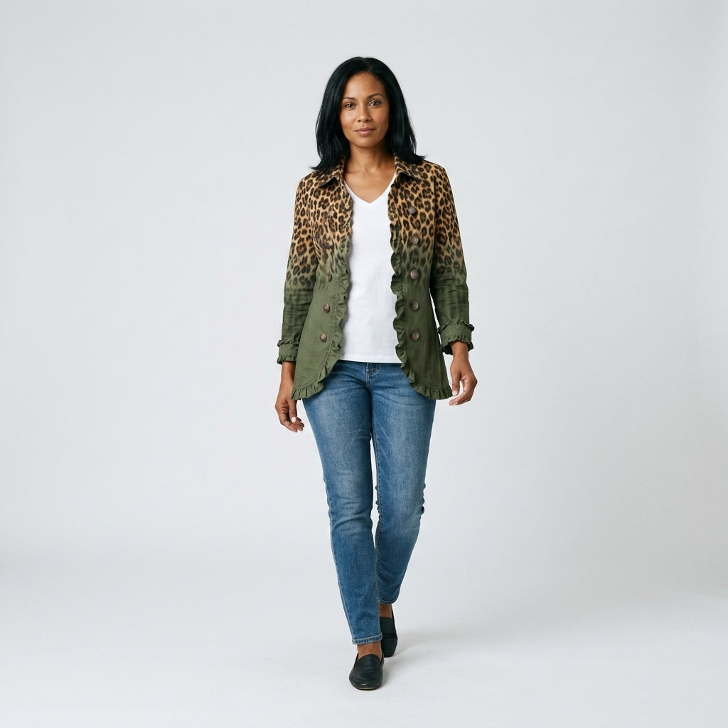 Damen Jacke mit Leopardenmuster – Regular Fit
