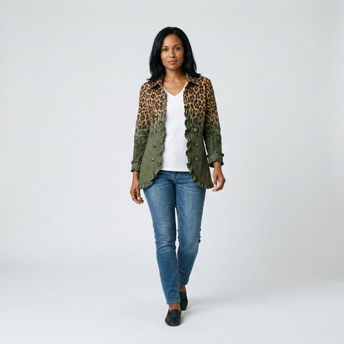 Damen Jacke mit Leopardenmuster – Regular Fit