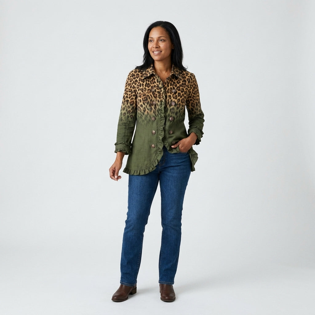 Damen Jacke mit Leopardenmuster – Regular Fit