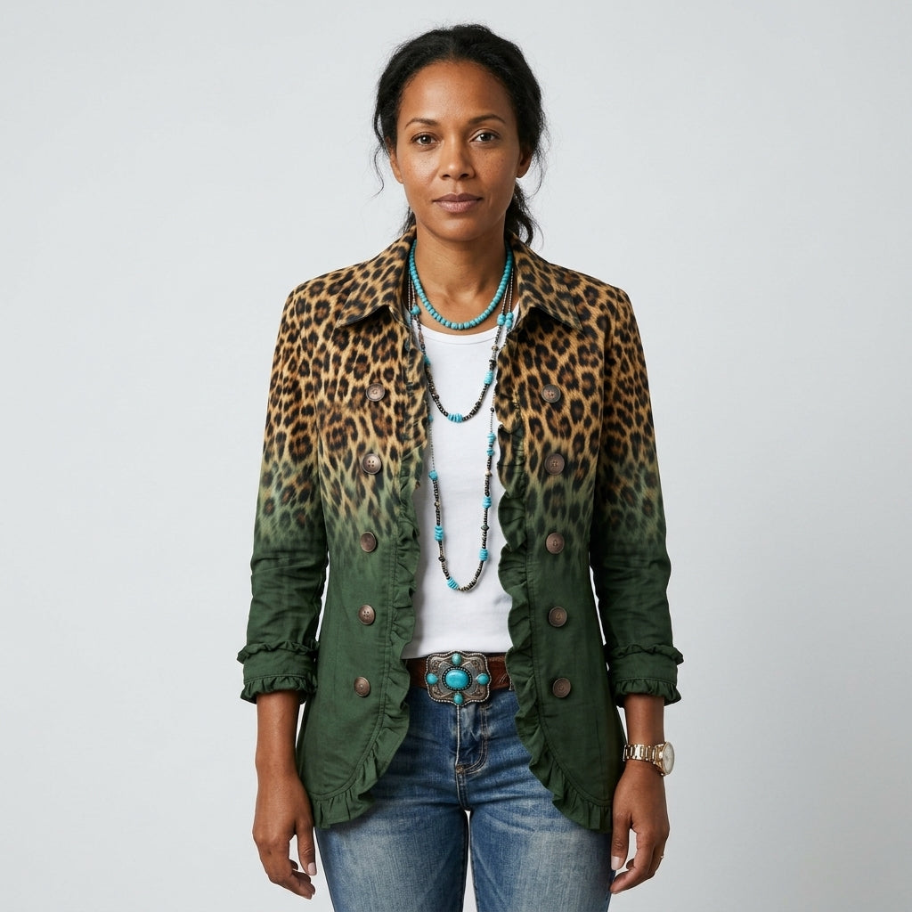 Damen Jacke mit Leopardenmuster – Regular Fit
