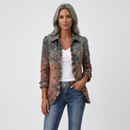 Damen Übergangsjacke mit Farbverlauf und Rüschen – Relaxed Fit