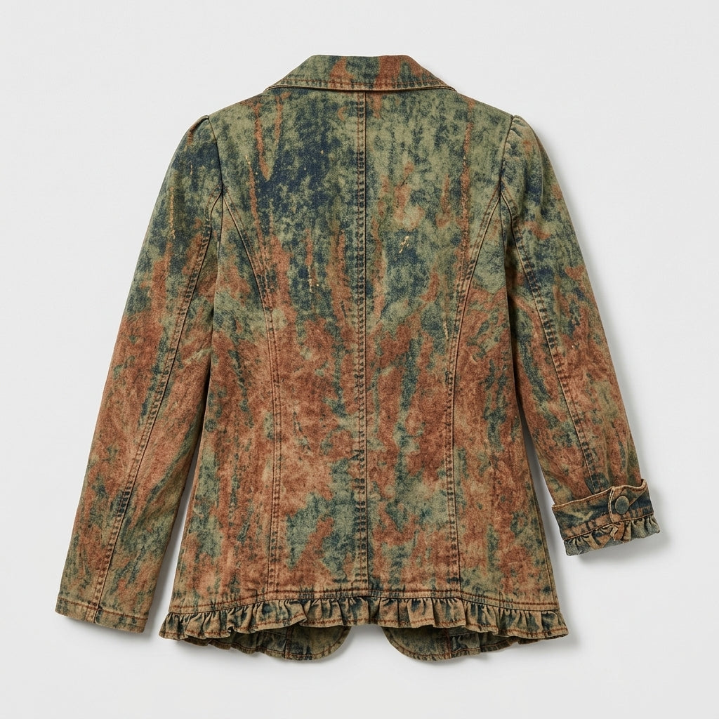 Damen Übergangsjacke mit Farbverlauf und Rüschen – Relaxed Fit