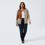 Damen Strickjacke im Patchwork-Look – Relaxed Fit