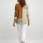Damen Strickjacke im Patchwork-Look – Relaxed Fit