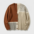 Damen Strickjacke im Patchwork-Look – Relaxed Fit