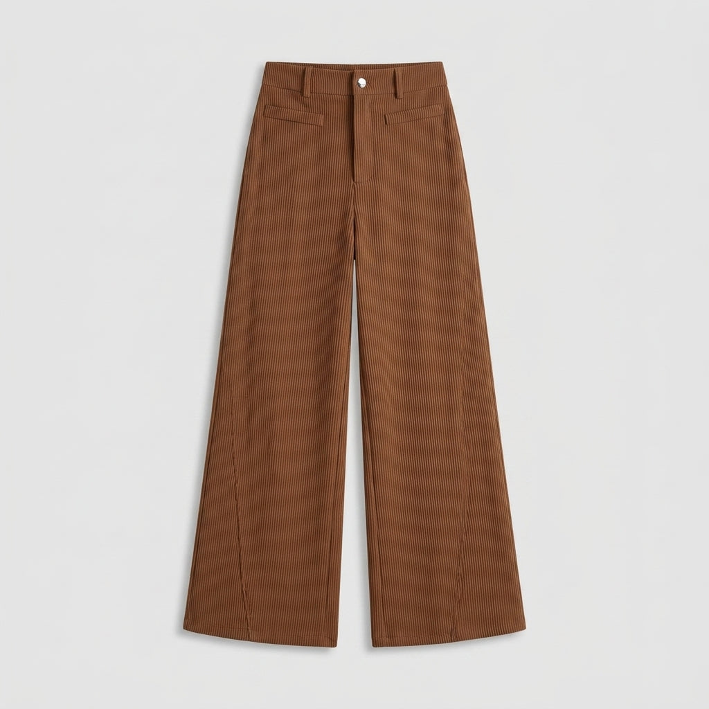 Damen Hose mit weitem Bein Relaxed Fit — Braun