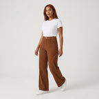 Damen Hose mit weitem Bein Relaxed Fit — Braun