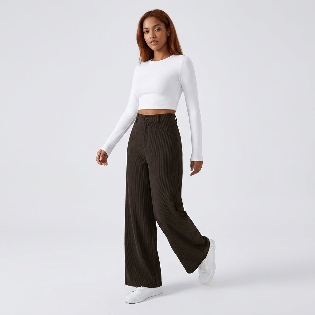 Damen Hose mit weitem Bein Relaxed Fit — Schwarz