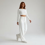 Damen Hose mit weitem Bein Relaxed Fit — Weiß