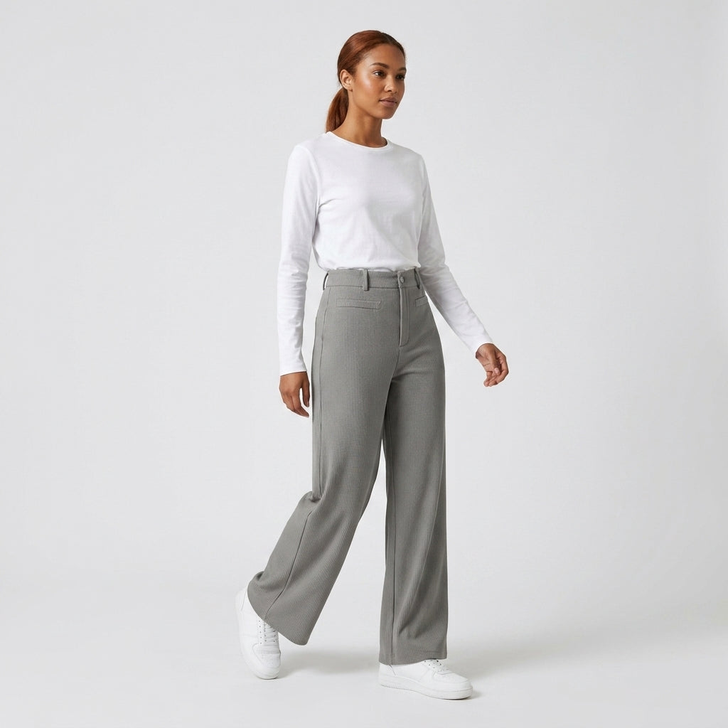 Damen Hose mit weitem Bein Relaxed Fit — Grau