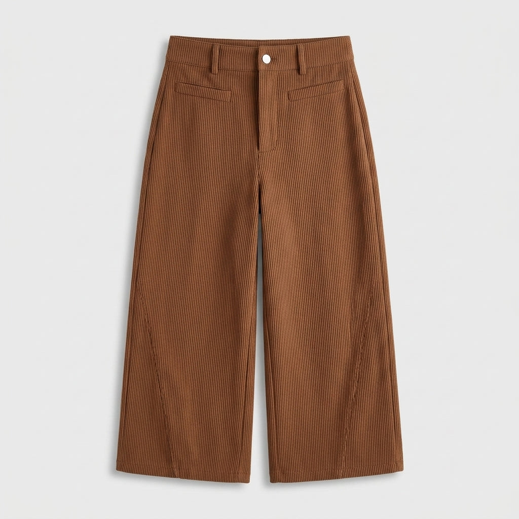 Damen Hose mit weitem Bein Relaxed Fit — Braun