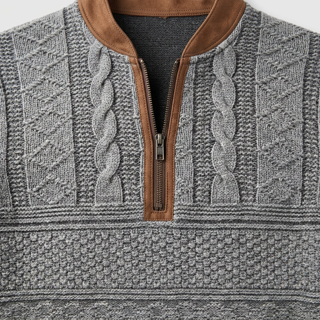 Herren Strickpullover Winter Relaxed Fit — Grau