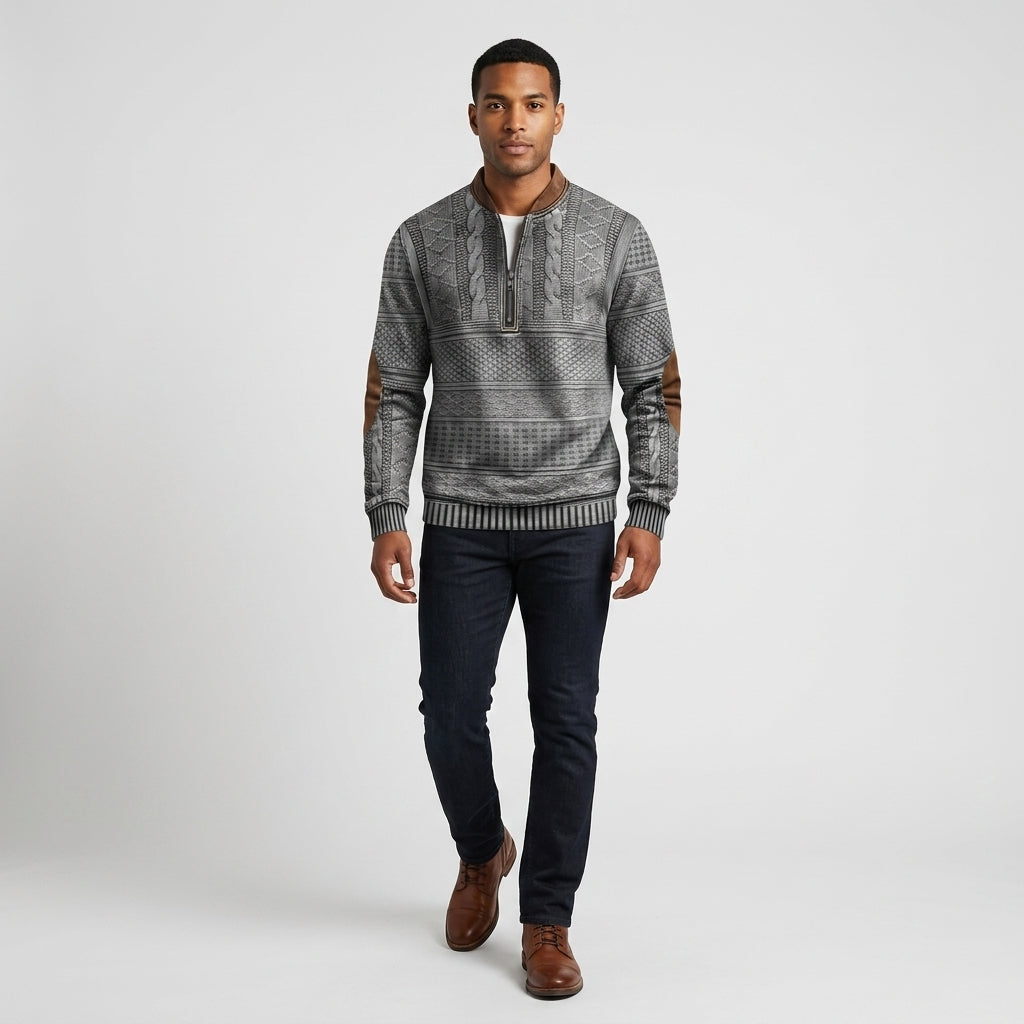 Herren Strickpullover Winter Relaxed Fit — Grau