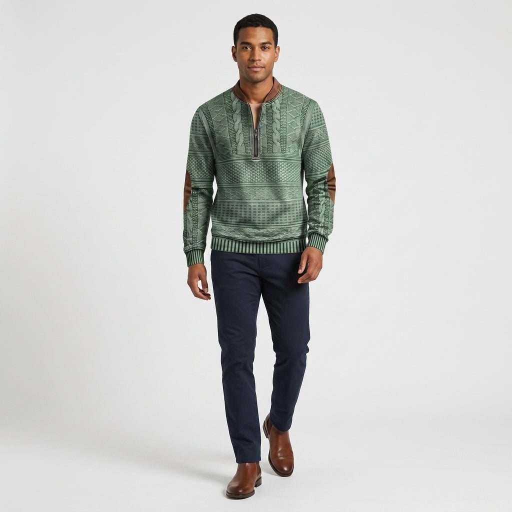 Herren Strickpullover Winter Relaxed Fit — Grün