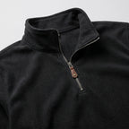 Herren Feinstrickpullover mit Stehkragen und Zip – Regular Fit — Schwarz