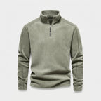 Herren Feinstrickpullover mit Stehkragen und Zip – Regular Fit — Grün