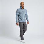 Herren Feinstrickpullover mit Stehkragen und Zip – Regular Fit — Blau