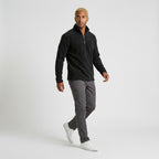 Herren Feinstrickpullover mit Stehkragen und Zip – Regular Fit — Schwarz