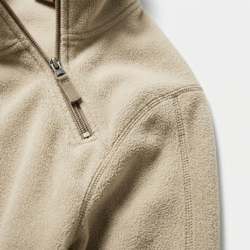 Herren Feinstrickpullover mit Stehkragen und Zip – Regular Fit — Khaki