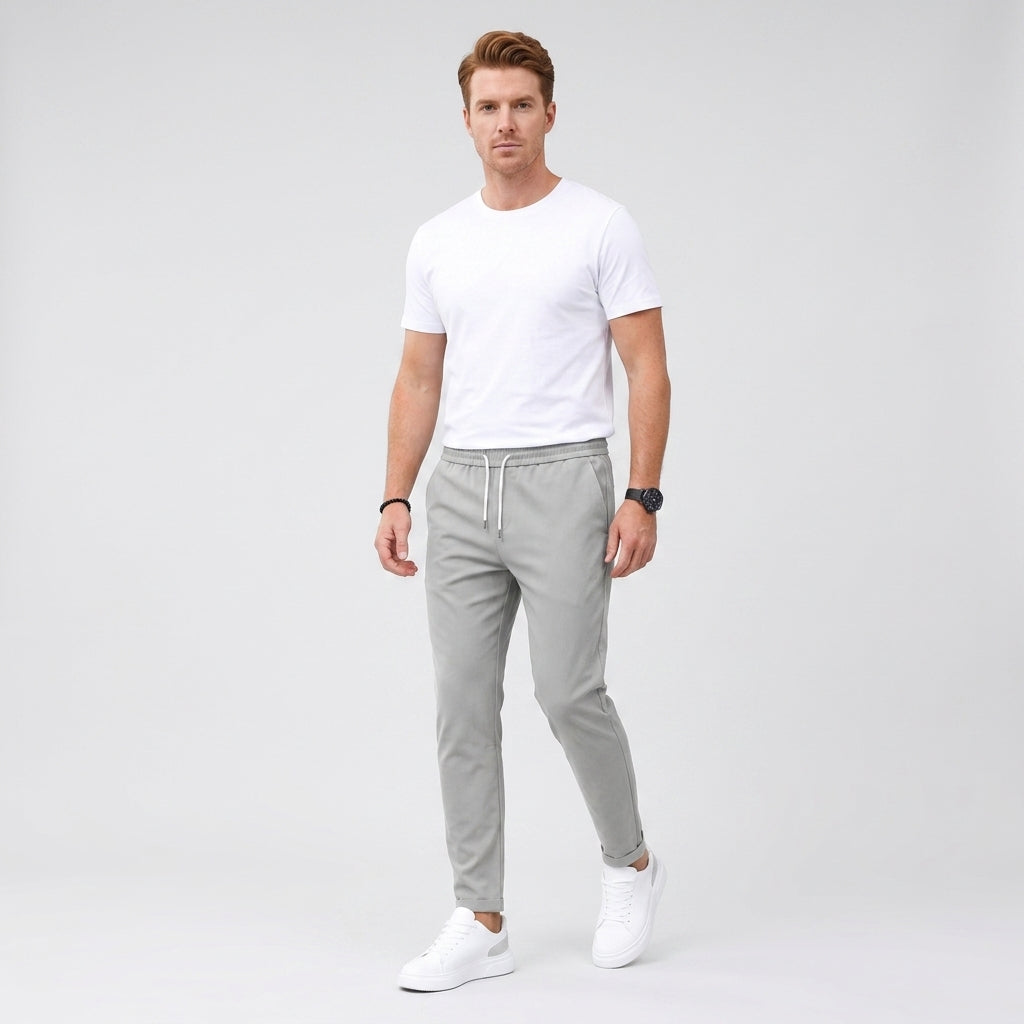 Herren Hose Slim Fit mit Kordelzug — Grau